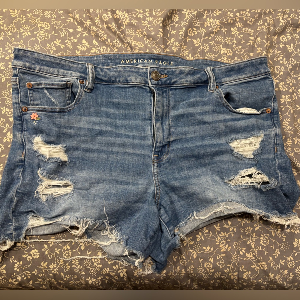 American Eagle Outfitters Blue Distressed Jean Shorts